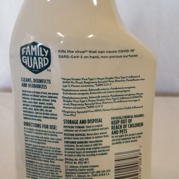 Family Guard Brand Disinfectant Cleaner Fresh Spray 2 Bottles Brand New - Picture 9 of 16